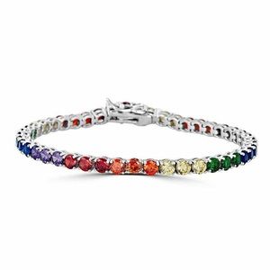 Rainbow 🌈 tennis bracelet set in solid 925 sterling silver